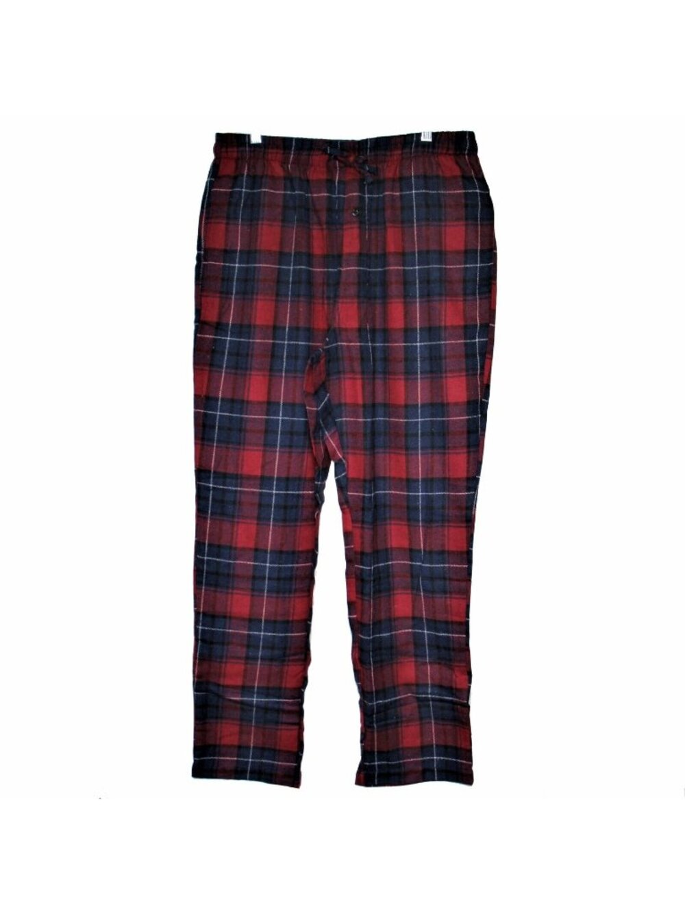 Men's Yarn Dye Brushed Flannel Pajama Pants Elastic Waist Red Navy Large